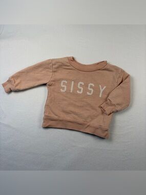 Ford & Wyatt SISSY 0-3M Baby Girl Sister‎ Crewneck Sweatshirt Blush Beige